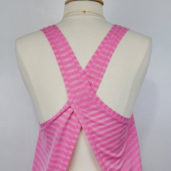 Zyia Nimbus Women's Pink Striped Split Back Tie Back Activewear Tank Top Size M - Picture 7 of 15